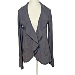 Garnet Hill Gray‎ Angora Wool Blend Open Cardigan Sweater Lightweight Soft Small